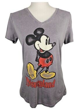 Disneyland Women's Graphic V-neck T-Shirt Gray Size M